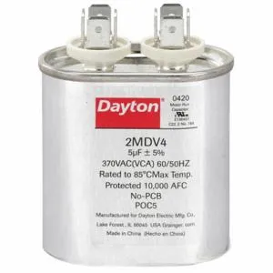 DAYTON 2MDV4 Run Capacitor 5 Mfd 370 Vac Oval | AC2RAM