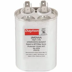 DAYTON 2MDV6 Run Capacitor 7.5 Mfd 370 Vac Oval | AC2RAN