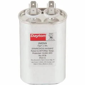 DAYTON 2MDV9 Run Capacitor 15 Mfd 370 Vac Oval | AC2RAQ