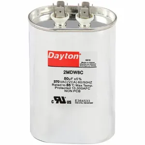 DAYTON 2MDW8 Motor Run Capacitor, Oval, 370VAC, 50, 4 1/2 Inch Overall Height | CH6JHW