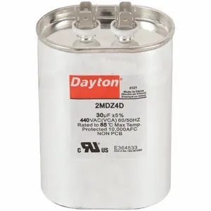 DAYTON 2MDZ4 Motor Run Capacitor, Oval, 440VAC, 30, 4 1/2 Inch Overall Height | CH6JJJ