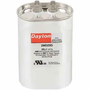 DAYTON 2MDZ5 Motor Run Capacitor, Oval, 440VAC, 35, 4 1/2 Inch Overall Height | CH6JJK