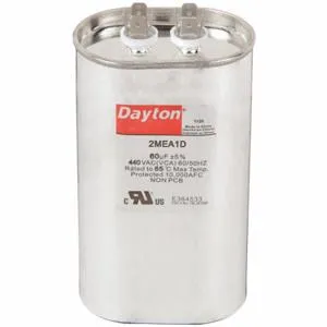 DAYTON 2MEA1 Motor Run Capacitor, Oval, 440V AC, 60 mfd, 5 7/16 Inch Overall Height | CJ2VWK