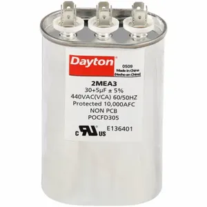 DAYTON 2MEA3 Motor Dual Run Capacitor, Oval, 440V AC, 30/5 mfd, 4 5/8 Inch Overall Height | CJ2VQW