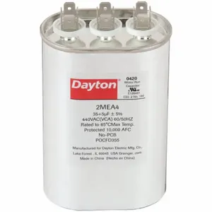 DAYTON 2MEA4 Motor Dual Run Capacitor, Oval, 440V AC, 35/5 mfd, 4 5/8 Inch Overall Height | CJ2VRA