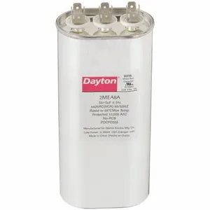 DAYTON 2MEA8 Motor Dual Run Capacitor, Oval, 440V AC, 55/5 mfd, 6 7/16 Inch Overall Height | CJ2VRW