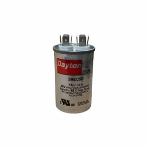 DAYTON 2MEC5 Motor Run Capacitor, Round, 370V AC, 15 mfd, 3 Inch Overall Height | CJ2VWE