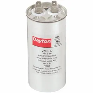 DAYTON 2MEC9 Motor Run Capacitor, Round, 370V AC, 30 mfd, 4 5/8 Inch Overall Height | CJ2VVZ