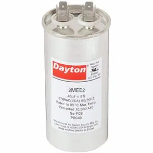 DAYTON 2MEE2 Motor Run Capacitor 40 Mfd 370v Round | AC2RBV