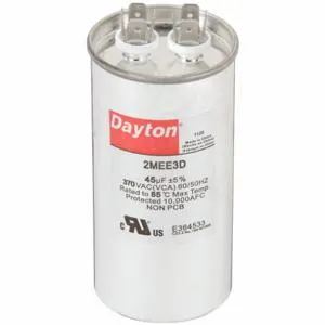 DAYTON 2MEE3 Motor Run Capacitor, Round, 370VAC, 45, 4 7/16 Inch Overall Height | CH6JJT