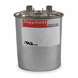 DAYTON 2MEF8 Motor-Dual-Run-Kondensator, rund, 370 VAC, 55/5, 5 1/4 Zoll Gesamthöhe | CH6JKD