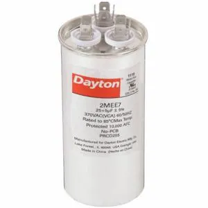 DAYTON 2MEE7 Motor Dual Run Capacitor, Round, 370VAC, 25/5 Microfarad Rating | CH6JJW