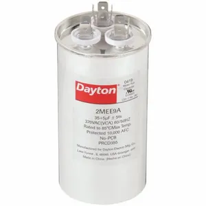 DAYTON 2MEE9 Motor Dual Run Capacitor, Round, 370VAC, 35/5, 4 5/8 Inch Overall Height | CH6JJY