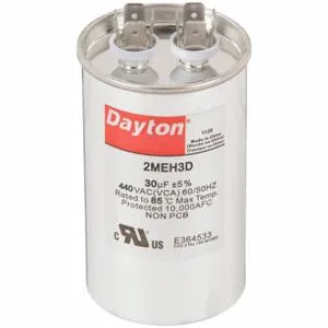 DAYTON 2MEH3 Motor Run Capacitor, Round, 440VAC, 30, 4 Inch Overall Height | CH6JKN