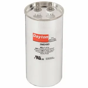 DAYTON 2MEH9 Motor Run Capacitor, Round, 440VAC, 60, 5 7/16 Inch Overall Height | CH6JKV