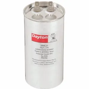 DAYTON 2MEJ1 Motor Run Capacitor, Round, 440VAC, 80, 5 1/4 Inch Overall Height | CH6JKW