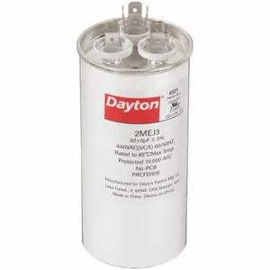 DAYTON 2MEJ3 Motor Dual Run Capacitor, Round, 440VAC, 30/5 Microfarad Rating | CH6JKY