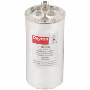 DAYTON 2MEJ8 Motor Dual Run Capacitor, Round, 440VAC, 40/7.5, 5 1/4 Inch Overall Height | CH6JLC