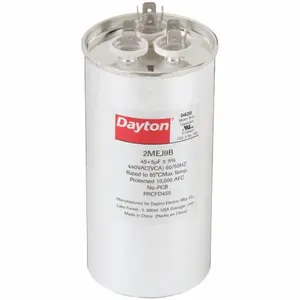 DAYTON 2MEJ9 Dual Run Motor Capacitor, Round, 2-3/8 Dia., Steel Cover, 45/5 mF | BH3BFF