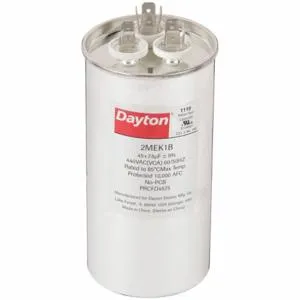 DAYTON 2MEK1 Motor Dual Run Capacitor, Round, 440VAC, 45/7.5 Microfarad Rating | CH6JLD