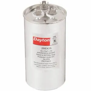 DAYTON 2MEK7 Motor Dual Run Capacitor, Round, 440VAC, 60/7.5, 5 1/4 Inch Overall Height | CH6JLK