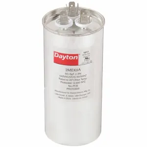 DAYTON 2MEK9 Motor Dual Run Capacitor, Round, 440V AC, 80/5 mfd, 5 5/8 Inch Overall Height | CJ2VQJ