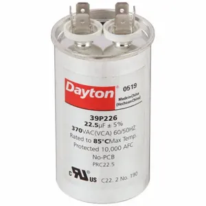 DAYTON 39P226 Motor Run Capacitor 22.5 Mfd 3-5/8 Inch Height | AC8EZM