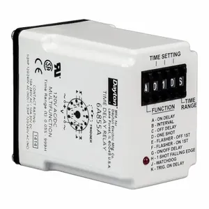 DAYTON 5DRA3 Multi Function Time Delay Relay, Socket Mounted, 24V AC/DC, 10A, 11 Pins | AE3JTL