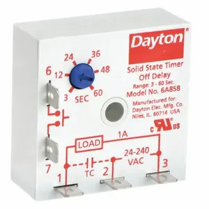 DAYTON 6A858 Encapsulated Timing Relay, Potentiometer, 24 to 240VAC | AE7RAY