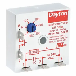 DAYTON 6A859 Encapsulated Timer Relay 300sec 5-pin 1no | AE7RAZ