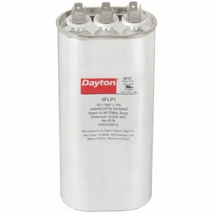 DAYTON 6FLP1 Motor Dual Run Capacitor, Oval, 440V AC, 55/10 mfd, 6 3/8 Inch Overall Height | CJ2VRG