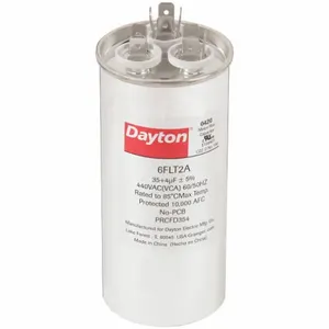 DAYTON 6FLT2 Motor Dual Run Capacitor, Round, 440V AC, 35/4 mfd, 4 13/16 Inch Overall Height | CJ2VQL