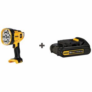 DEWALT DCL043 + DCB201 Light, 20V MAX, Battery Included, 1, 500 lm Max, 2 Modes, Hang Hook, Bare Tool/Battery | CP3QHM 385JR1