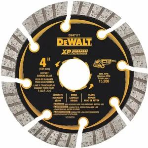 DEWALT DW4711T Diamond Saw Blade, 4 Inch, Wet/Dry, Turbo/Segmented Rim Type | CD3RUU 423K24