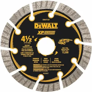 DEWALT DW4713T 4-1/2 Inch Wet/Dry Diamond Saw Blade, Turbo/Segmented Rim Type | CD2JCA 423K25