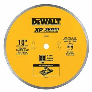 DEWALT DW4761 Diamond Saw Blade, 10 Inch Blade Dia, 5/8 Inch Arbor Size, Wet Good | CP3PQB 4DV76