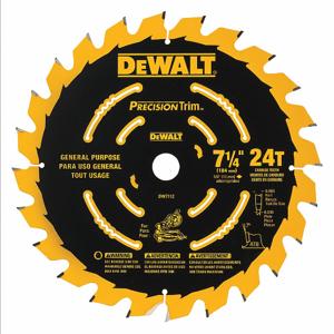 DEWALT DW7112PT Circular Saw Blade, 7 1/4 Inch Blade Dia., 0.063 Inch Cut Width, 5/8 Inch Arbor Size | CN2QWG DW3526 / 20GW07