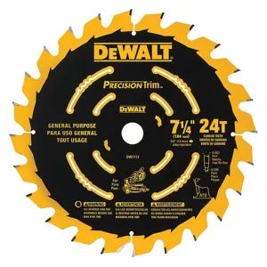 DEWALT DW7112PT Circular Saw Blade, 7 1/4 Inch Blade Dia., 0.063 Inch Cut Width, 5/8 Inch Arbor Size | CN2QWG DW3526 / 20GW07