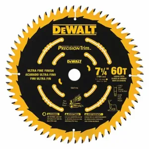 DEWALT DW7116PT Circular Saw Blade, 7 1/4 Inch Blade Dia, 60 Teeth, 0.063 Inch Cut Width | CP3PFL 483U51