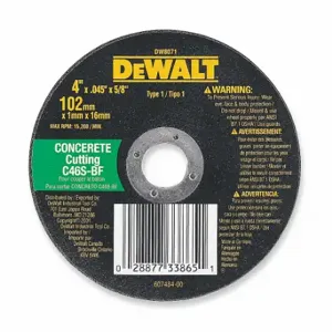 DEWALT DW8025 Abrasive Cut-Off Wheel, 14 Inch Abrasive Wheel Dia, Silicon Carbide, Type 1 | CP3NPJ 6HD30