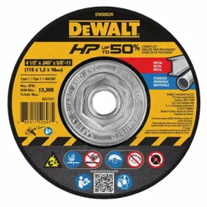 DEWALT DW8062H Abrasive Cut-Off Wheel, 4 1/2 Inch Abrasive Wheel Dia Oxide, Type 1 | CP3NPQ 416L01