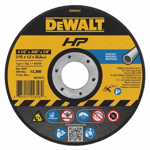 DEWALT DW8062S Abrasive Cut Wheel 4-1/2 Diameter x 0.045 Inch T 7/8 Inch Arbor Hole | AF2GTG 6TMP9