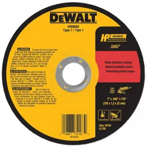 DEWALT DW8065 Abrasive Cut-Off Wheel, 7 Inch Abrasive Wheel Dia Oxide, Type 1 | CP3NQY 6HD47