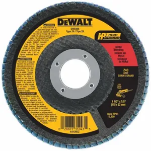 DEWALT DW8306 Flap Disc, Type 29, 4 1/2 Inch x 7/8 Inch, Zirconia Alumina, 36 Grit, Fiberglass Bk | CP3PXU 6HD51