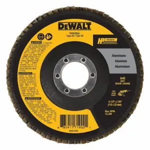 DEWALT DW8306AL Flap Disc, Type 29, 4 1/2 Inch x 7/8 Inch, Aluminum Oxide, 40 Grit, Fiberglass Bk | CP3PXM 61KF63