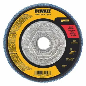 DEWALT DW8311 Flap Disc, Type 29, 4 1/2 Inch x 5/8 11, Zirconia Alumina, 36 Grit, Fiberglass Bk, HP | CP3PXK 6HD55