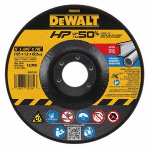 DEWALT DW8425 Depressed Center Wheels, 5 Inch Dia, 7/8 Inch Hole, Aluminum Oxide, 60 Grit, Type 27 | CP3PPD 6HD82