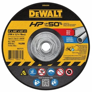 DEWALT DW8426H Abrasive Cut Wheel 6 Inch Diameter 0.045 Inch T 5/8 Inch Arbor Hole | AF2GTQ 6TMR7