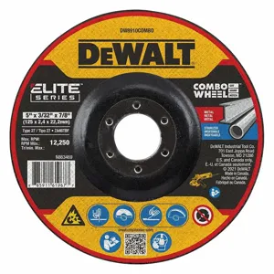 DEWALT DW8910Combo Abrasive Cut-Off Wheel, 5 Inch Abrasive Wheel Dia, Ceramic, Type 27, 7/8 Inch Size | CP3NQQ 494A01