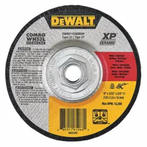 DEWALT DW8911ComboH Abrasive Cut-Off Wheel, 5 Inch Abrasive Wheel Dia, Ceramic, Type 27 | CP3NQP 494A02